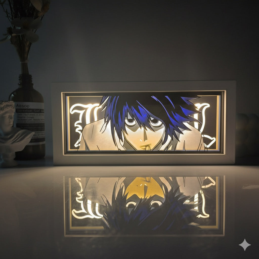 Deathnote 3D Rectangular Lamp featuring L Deathnote 3D Rectangular Lamp featuring L