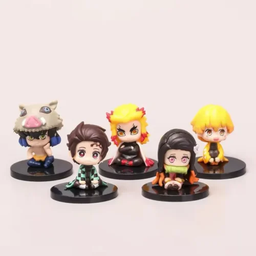 Demon Slayer Chibi Set of 5 Sitting Figures Model C | 6 cm | Anime Collectibles